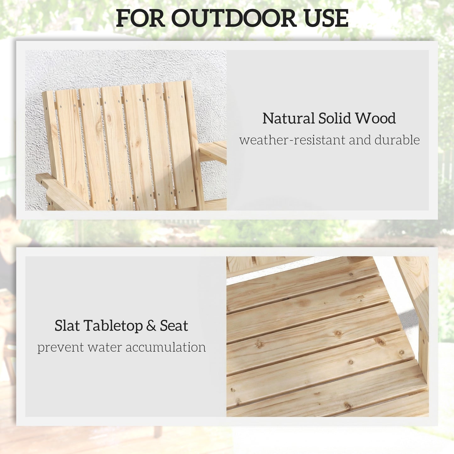 Wooden Garden Loveseat with Parasol Hole, Natural Wood Finish