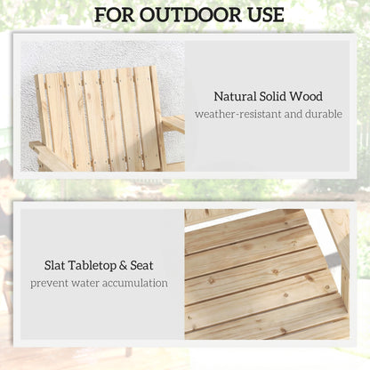 Wooden Garden Loveseat with Parasol Hole, Natural Wood Finish