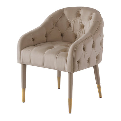 Sophia Dining Chair - Taupe - Brass caps