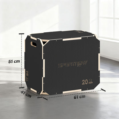 Non-Slip Plyo Box, Corner-free Wooden Jump Box, 41 x 61 x 51 cm