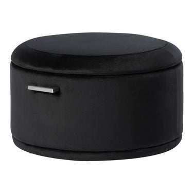 Aria Storage Ottoman – Black – Brass/Silver