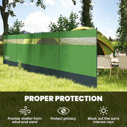 Camping Windbreaks with Clear Windows, 725 x 140cm, Army Green