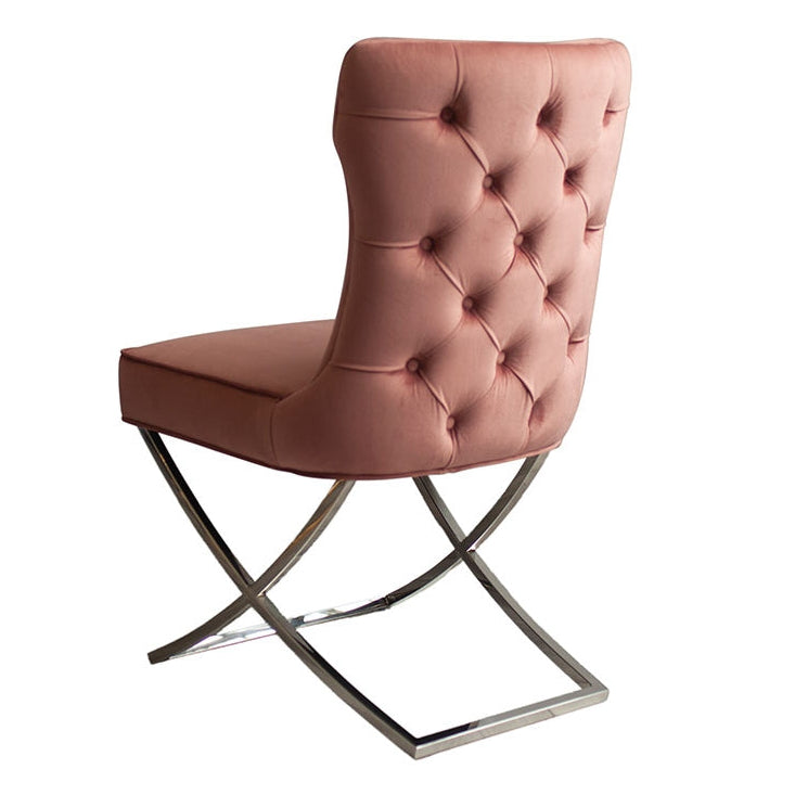 Wexler Dining Chair  Blush Pink -Silver Base