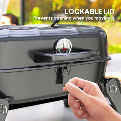 Folding Charcoal Barbecue Grill, Portable BBQ for Camping, Black