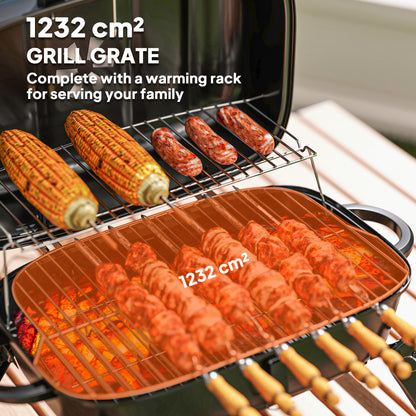 Folding Charcoal Barbecue Grill, Portable BBQ for Camping, Black