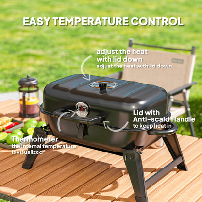 Folding Charcoal Barbecue Grill, Portable BBQ for Camping, Black