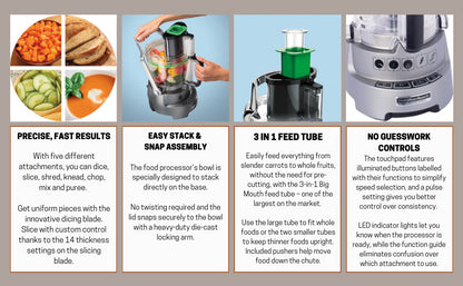 Hamilton Beach 70825-SAU 14-Cup (3 Litre) Dicing Food Processor, Plastic, 600 W, 3 liters, Silver