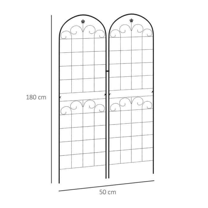 Metal Trellis Set of 2, Garden Trellis for Climbing Plants Support Frames, Floral Design