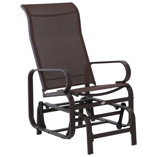 Outdoor Gliding Rocking Chair with Sturdy Metal Frame Garden Comfortable Swing Chair for Patio, Backyard and Poolside, Brown