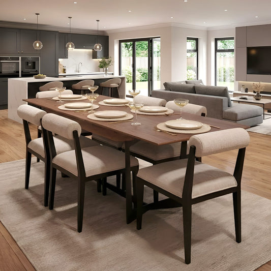 Finley Extending Dining Table and 6 Hera Dining Chairs