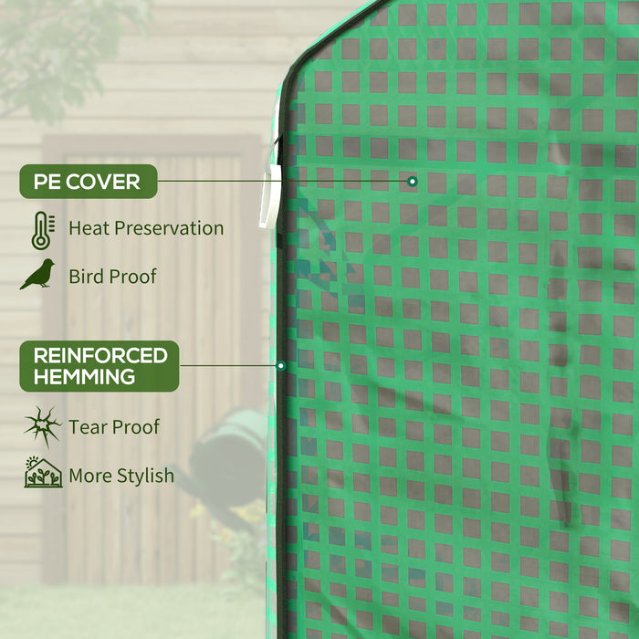 Greenhouse Cover Replacement Walk-in PE Hot House Cover with Roll-up Door and Windows, 140 x 73 x 190cm, Green