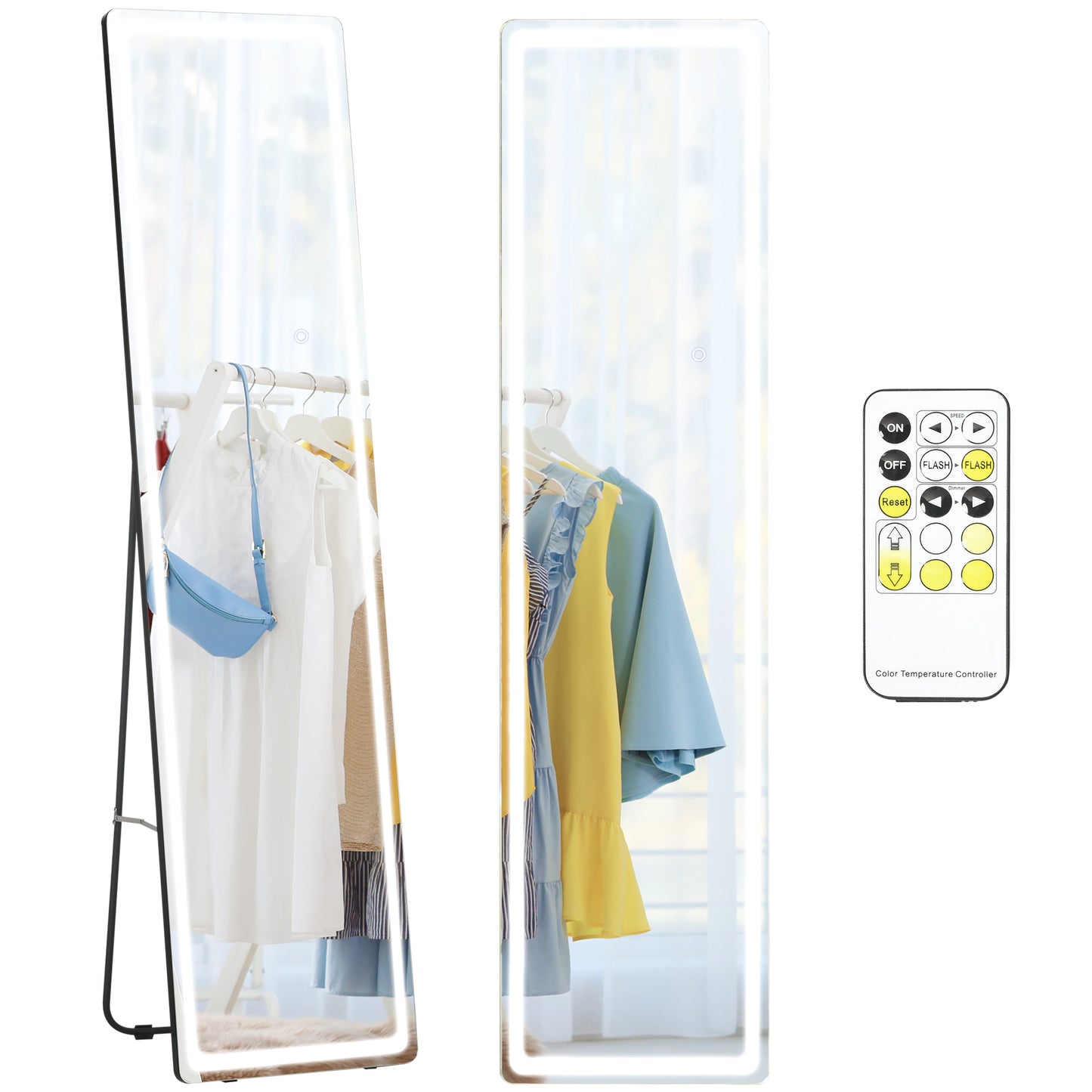 LED Lighted Full Length Mirror, Floor Standing or Wall Mount Bedroom