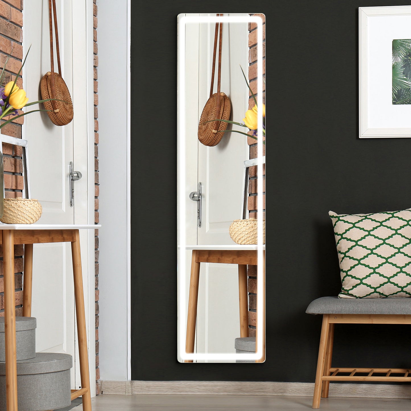 LED Lighted Full Length Mirror, Floor Standing or Wall Mount Bedroom