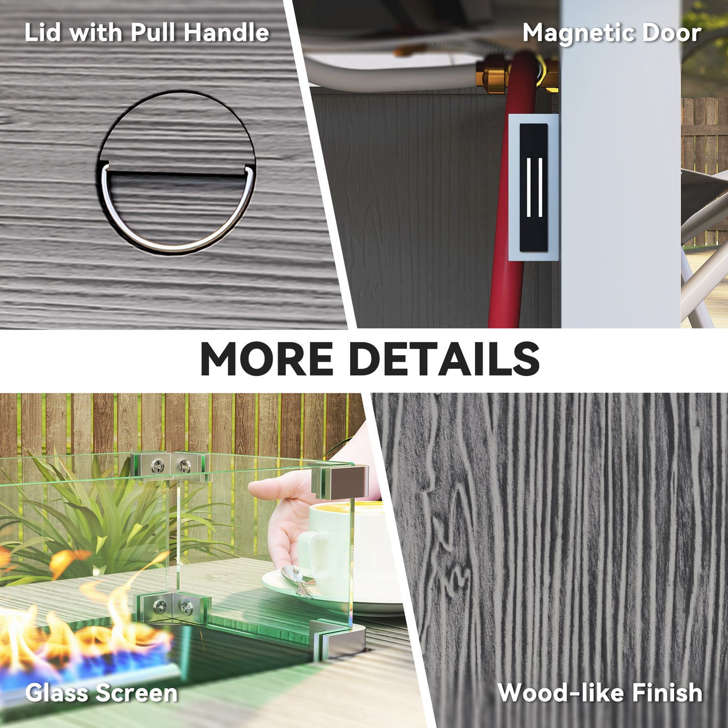 Gas Fire Pit Table with 50,000 BTU Burner, Cover, Dark Grey