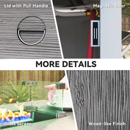 Gas Fire Pit Table with 50,000 BTU Burner, Cover, Dark Grey