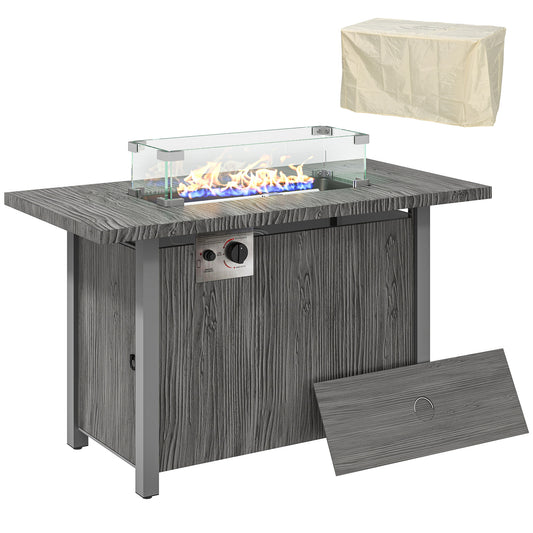 Gas Fire Pit Table with 50,000 BTU Burner, Cover, Dark Grey