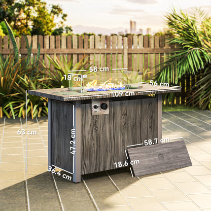 Gas Fire Pit Table with 50,000 BTU Burner, Cover, Dark Grey