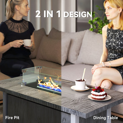 Gas Fire Pit Table with 50,000 BTU Burner, Cover, Dark Grey