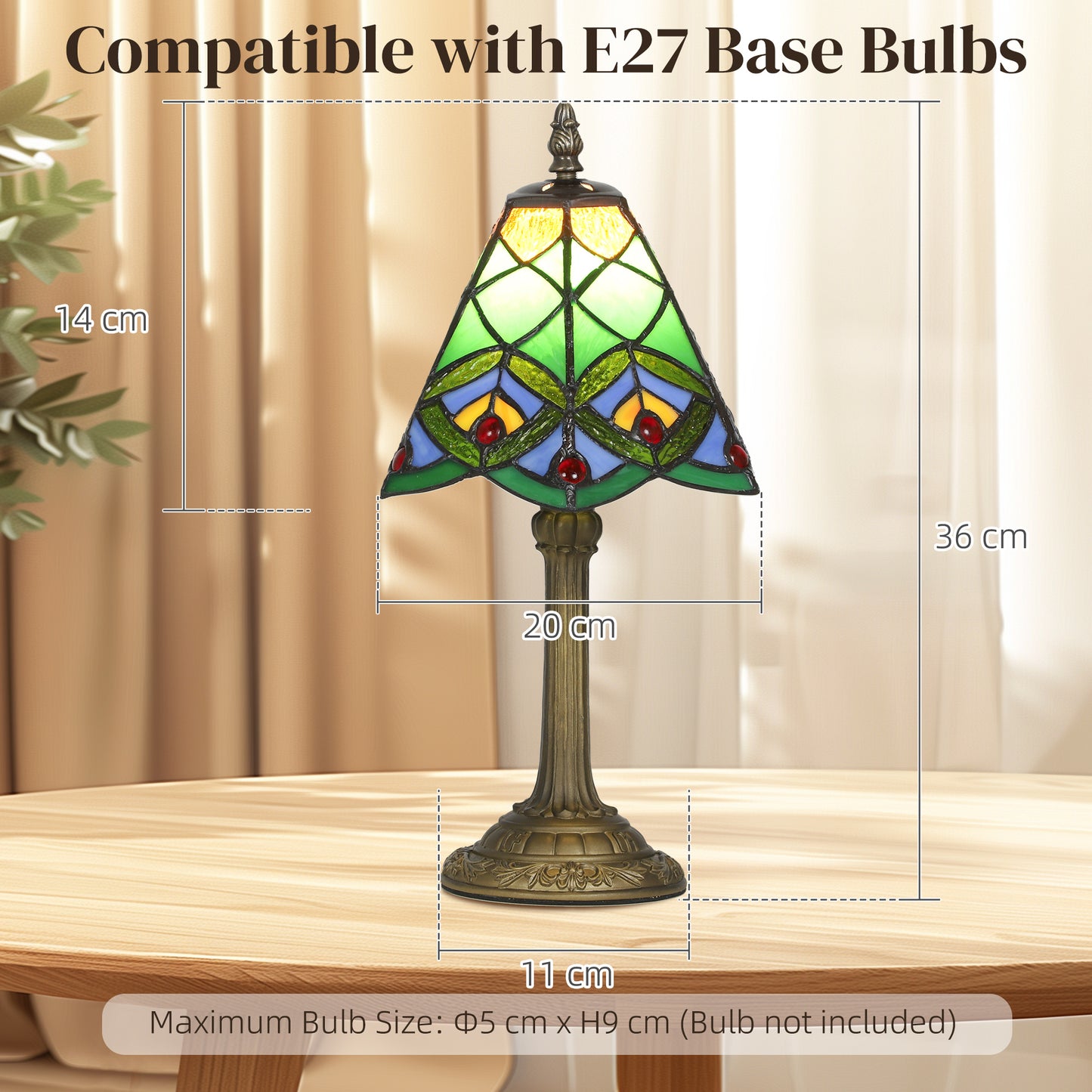 Handcrafted Stained Glass Bedside Lamp, Tiffany Style Table Lamp