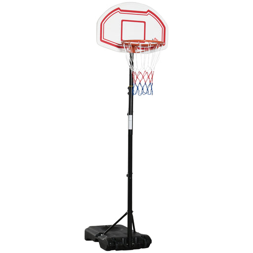 Outdoor Basketball Hoop Stand Portable Sturdy Rim Adjustable Height from 258-314 cm w/ Wheels, Stable Base