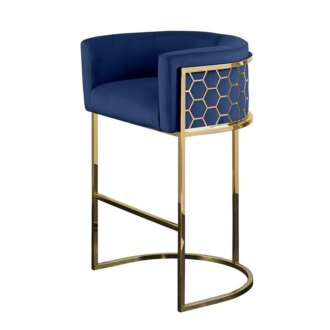 Alveare Counter Stool Brass - Royal Blue