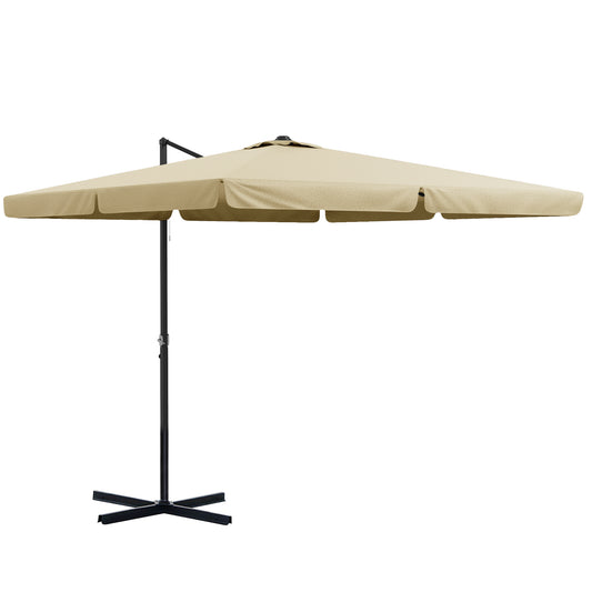 3(m) Cantilever Roma Parasol, Hanging Garden Parasol, Aluminium Square Patio Umbrella with Crank Handle and Tilt, Sun Shade