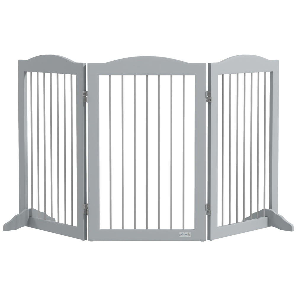 Foldable Dog Gate, Freestanding Pet Gate, with Two Support Feet, for Staircases, Hallways, Doorways - Grey