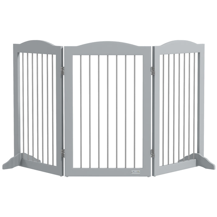 Foldable Dog Gate, Freestanding Pet Gate, with Two Support Feet, for Staircases, Hallways, Doorways - Grey