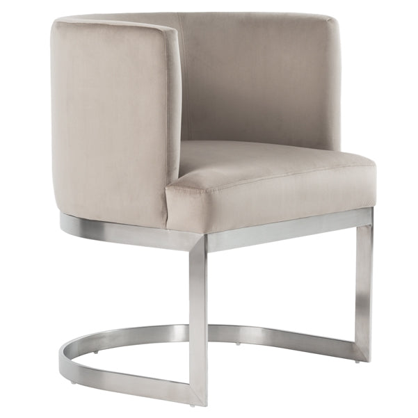 Lasco Dining Chair – Taupe - Brushed Stainless Steel Base