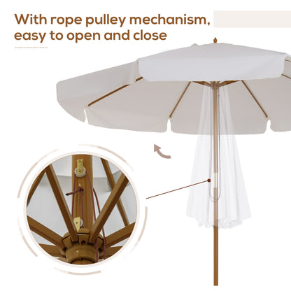Garden Parasol Patio Umbrella with Ruffles Cream White
