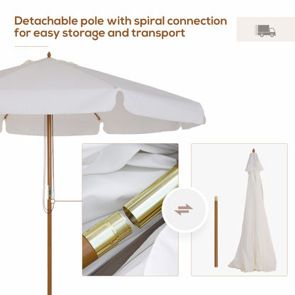 Garden Parasol Patio Umbrella with Ruffles Cream White