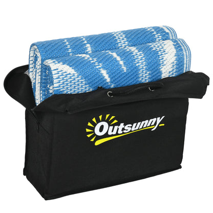 Reversible Waterproof Outdoor Rug W/ Carry Bag, 182 x 274cm, Blue