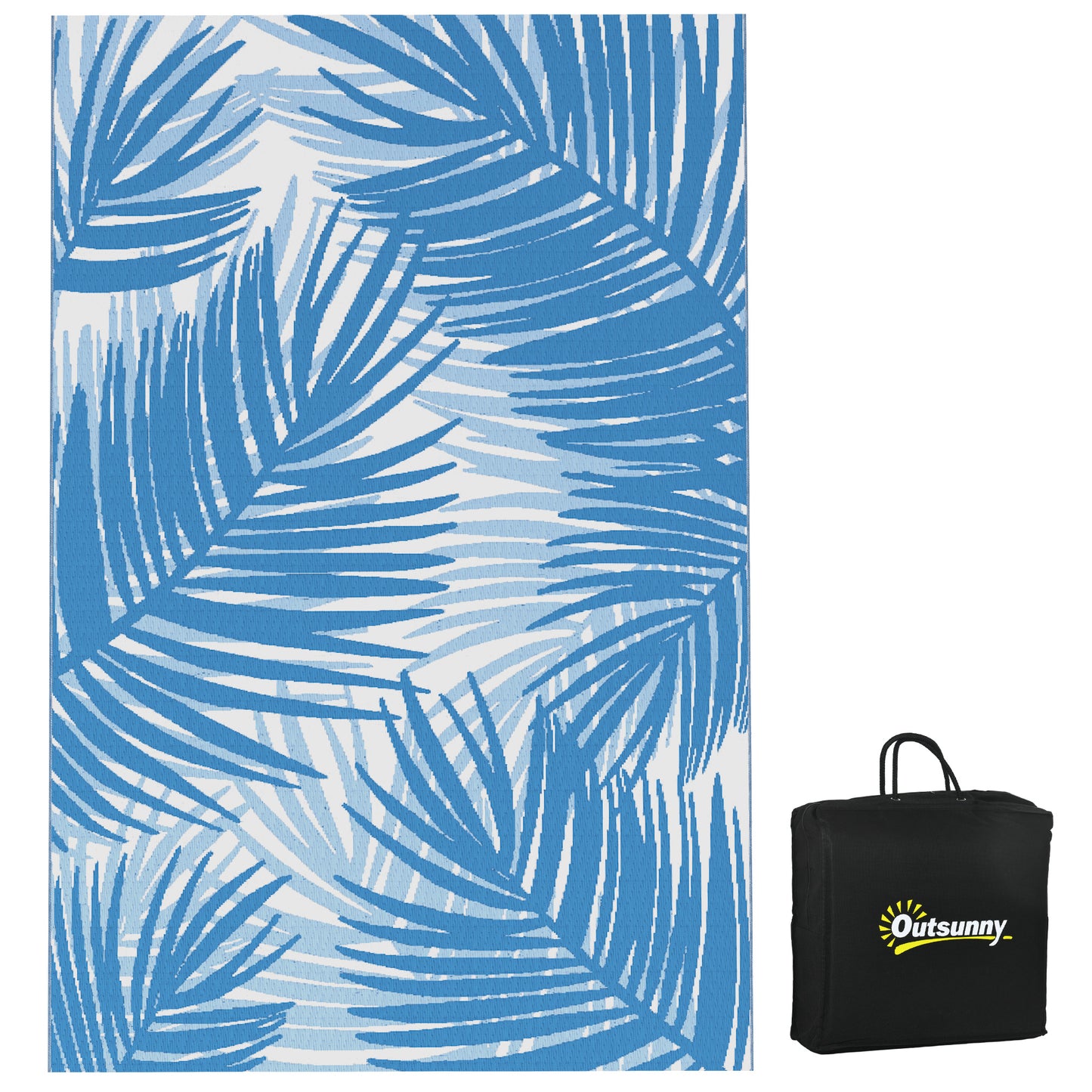 Reversible Waterproof Outdoor Rug W/ Carry Bag, 182 x 274cm, Blue