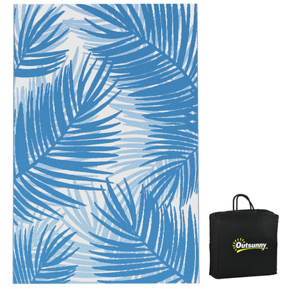 Reversible Waterproof Outdoor Rug W/ Carry Bag, 182 x 274cm, Blue