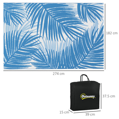 Reversible Waterproof Outdoor Rug W/ Carry Bag, 182 x 274cm, Blue
