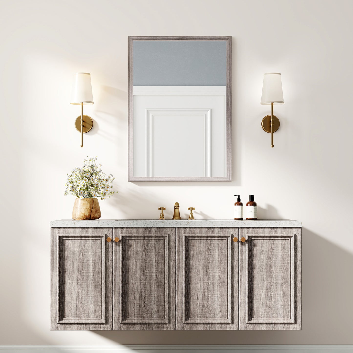 50 x 70 cm Wall Bathroom Mirror, Vanity Mirror, Grey