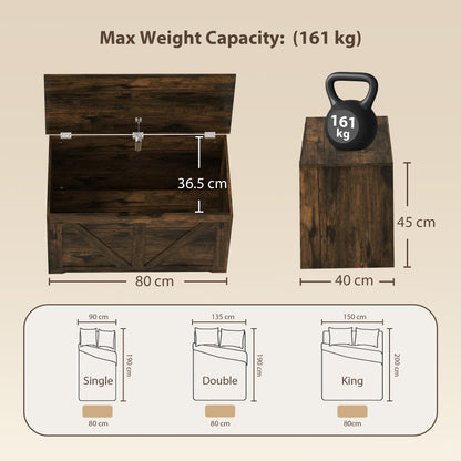 Storage Trunk for Living Room, with Safety Hinge, 80cm, Rustic Brown