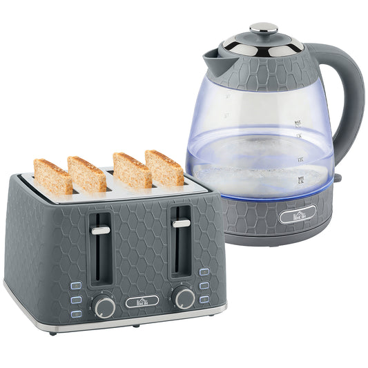 Kettle and Toaster Set with Strix Thermostat, Crumb Tray, Grey
