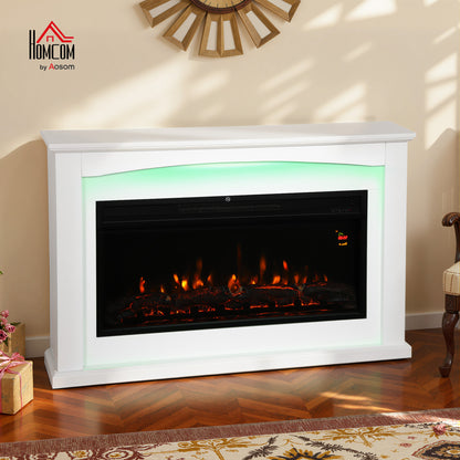 1000W/2000W Inset Electric Mantel & Fire Reach up to 30 m², White