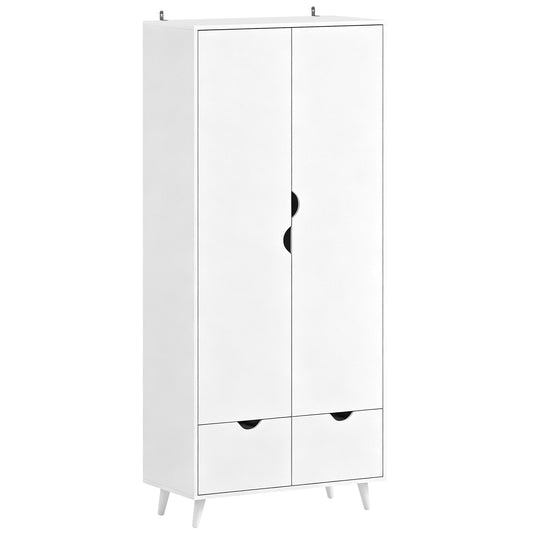 Storage Organisation Furniture with Rail and 2 Drawers, White