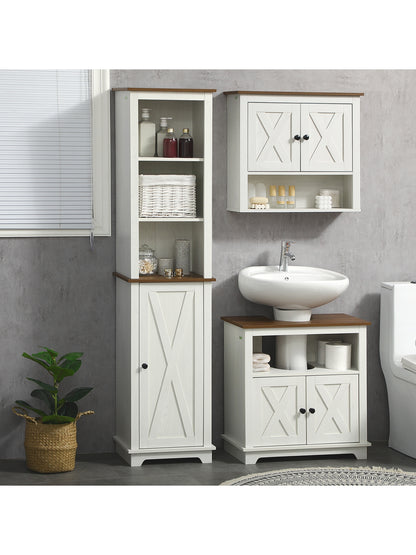 kleankin Tall Bathroom Cabinet Storage Cupboard with Door, Adjustable Shelves