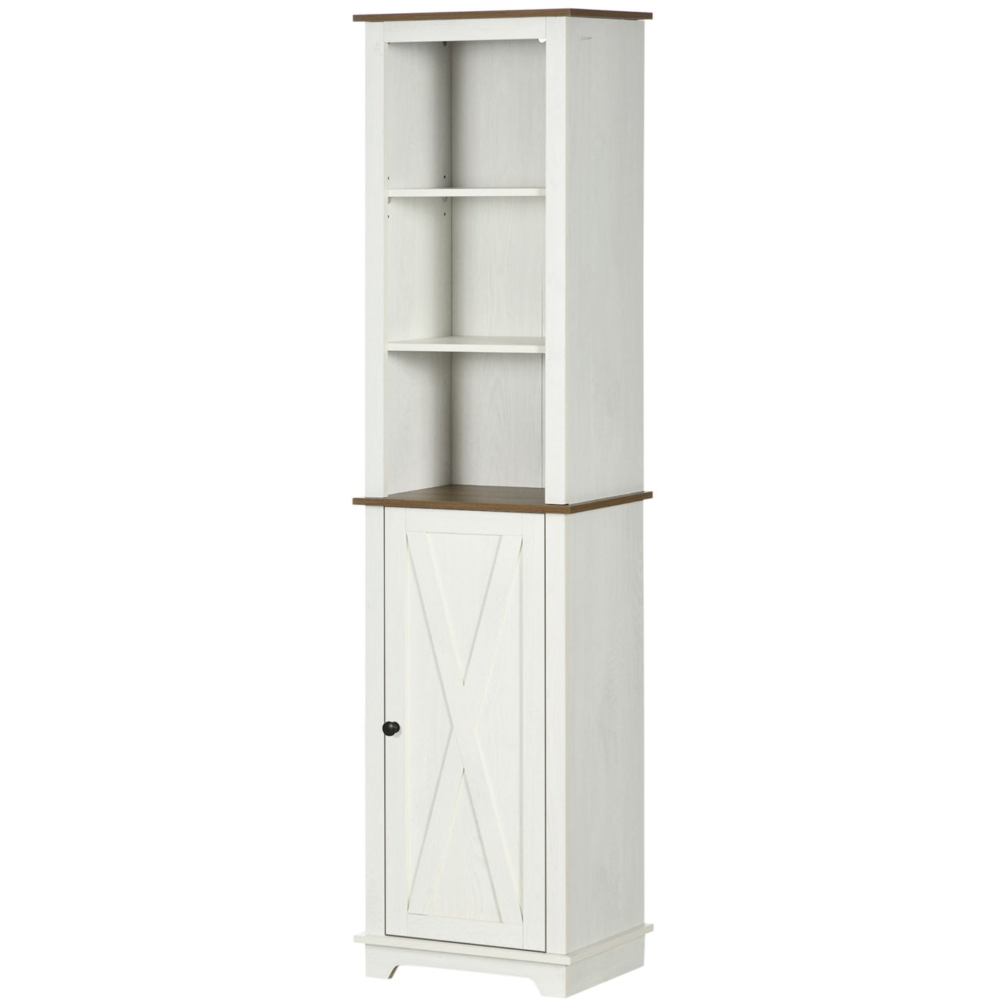 kleankin Tall Bathroom Cabinet Storage Cupboard with Door, Adjustable Shelves