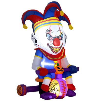 4ft Blow Up Outdoor Halloween Decoration, Clown on Bicycle