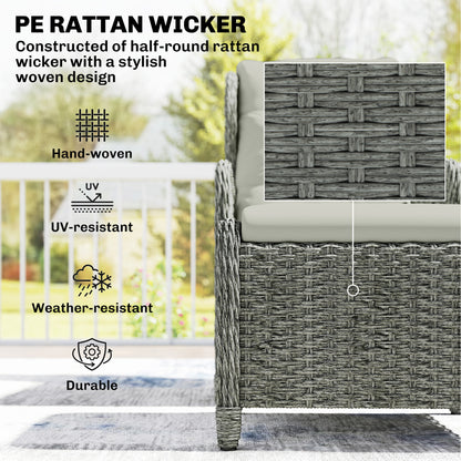 5 Piece Garden Furniture Set, Rattan Reclining Garden Chair Set of 2 with Footstool and Cushion  Cream