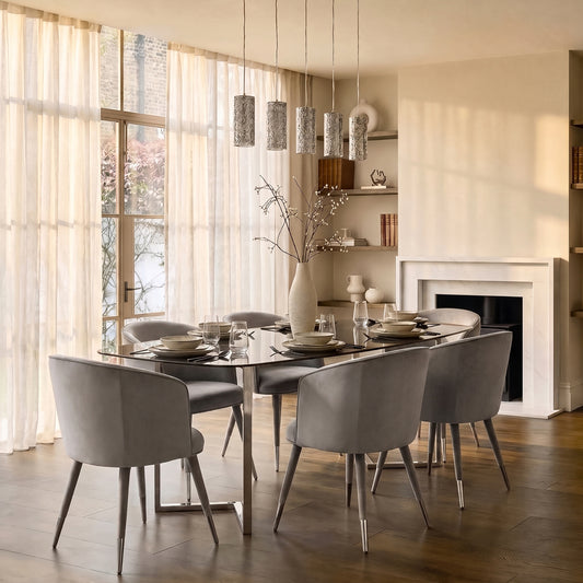 Bellucci Dining Chair - Dove Grey - Silver Caps