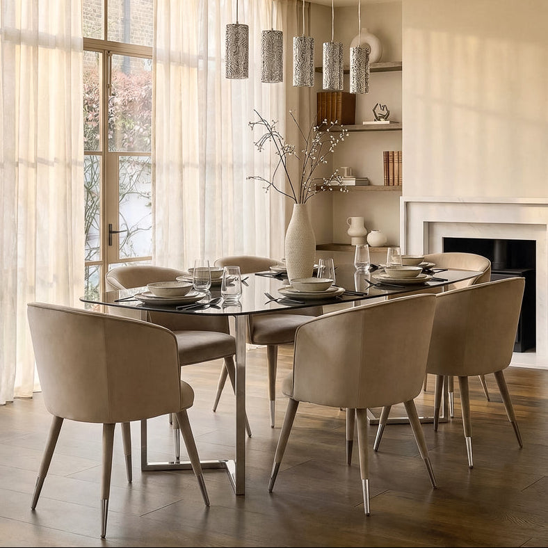 Chevron Silver Dining Table