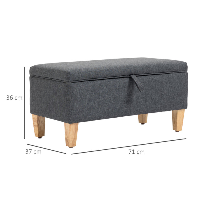 Linen Storage Ottoman Padded Footstool with Rubberwood Legs Ideal for Bed End, Shoe Bench, Seating, Grey