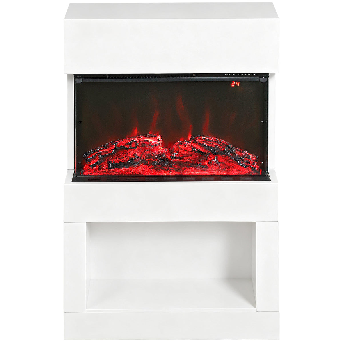 1000W/2000W Electric Fire and Mantel with Remote & Timer, White