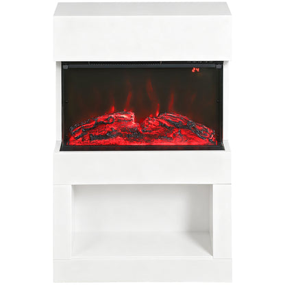 1000W/2000W Electric Fire and Mantel with Remote & Timer, White