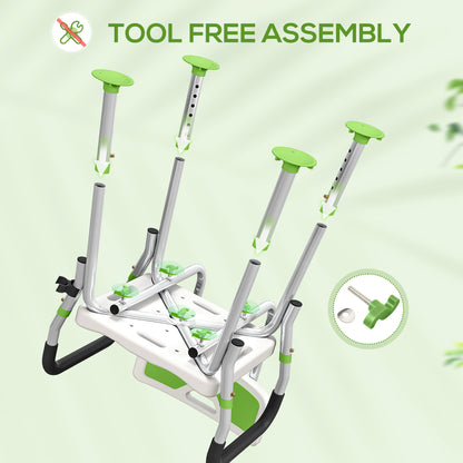 Padded Shower Stool with Arms and Back, 4 Suction Foot Pads, Green